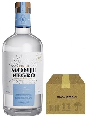 PISCO MONJE NEGRO TRANSPARENTE 700CC 40° CAJAx6