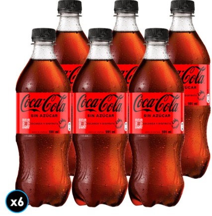 COCA COLA ZERO PET 591CC DISPLAYx6