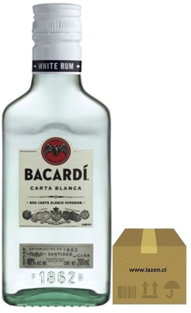 PETACA RON BACARDI BLANCO 200CC CAJAx24